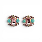 Pendientes Hexagonales Violeta y Turquesa - Piedra de Toque