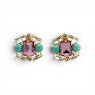 Pendientes Hexagonales Violeta y Turquesa - Piedra de Toque