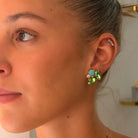 Pendientes Hoja Peridot y Turquesa - Piedra de Toque