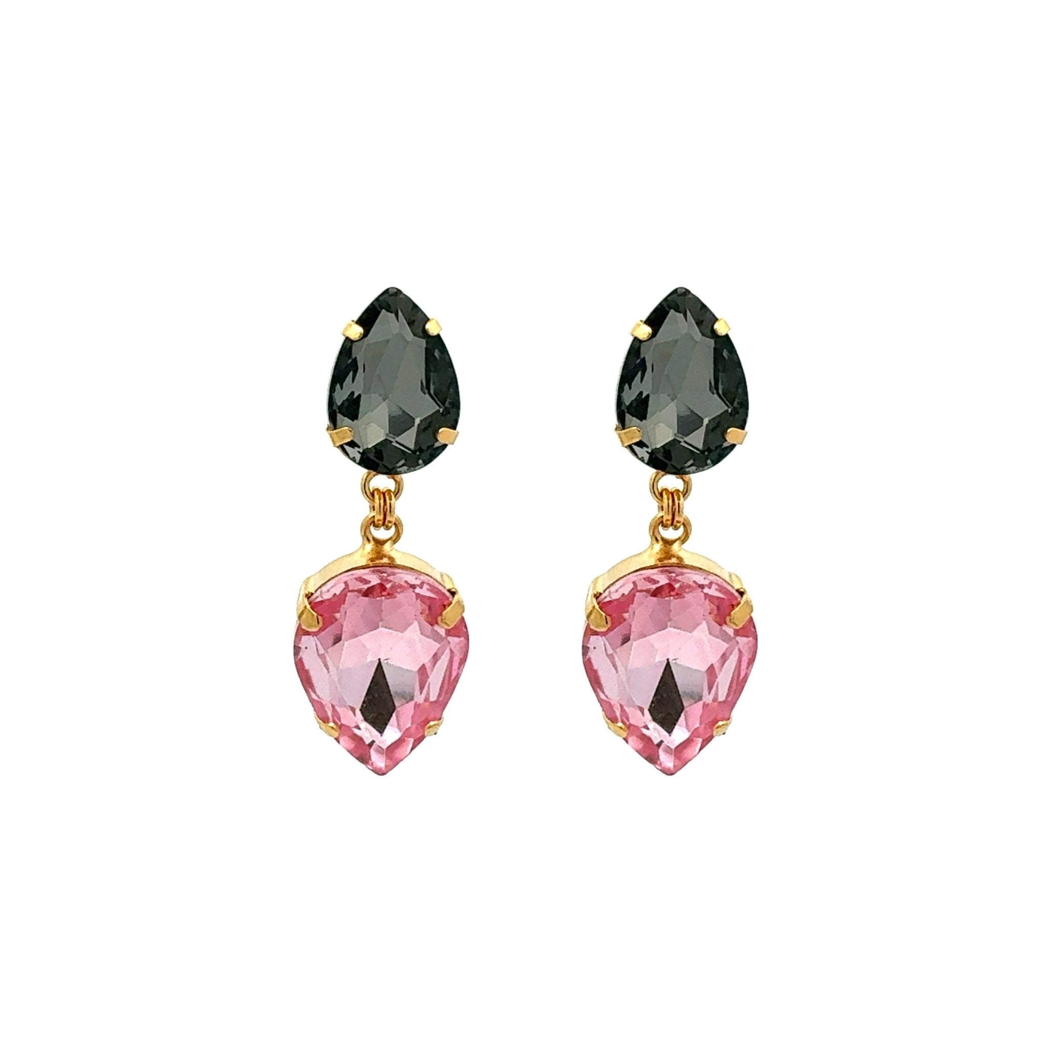 Pendientes Lágrimas Diamante Negro y Rosa Palo - Piedra de Toque