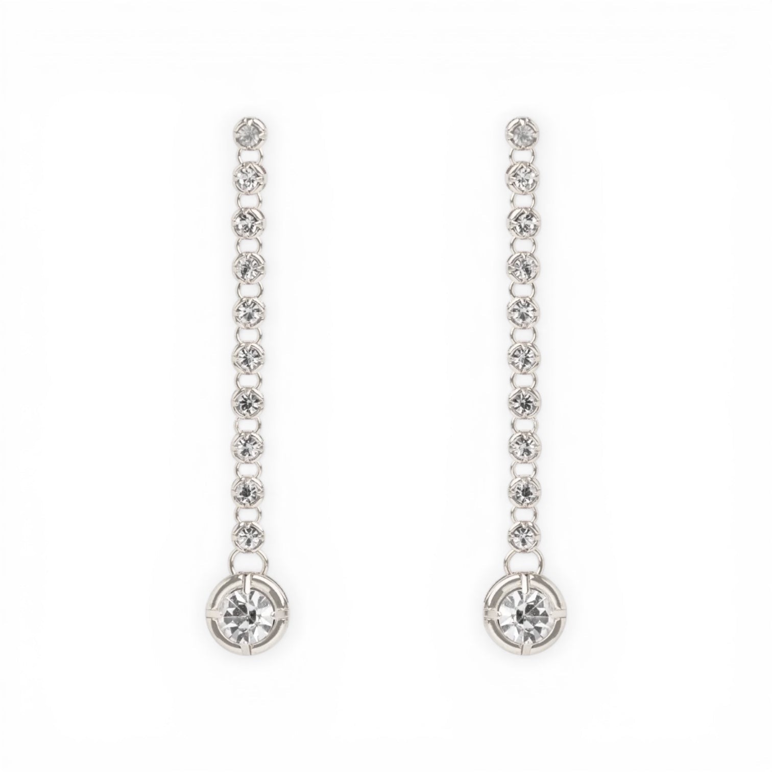 Pendientes Largos con Cristales Plata - Piedra de Toque