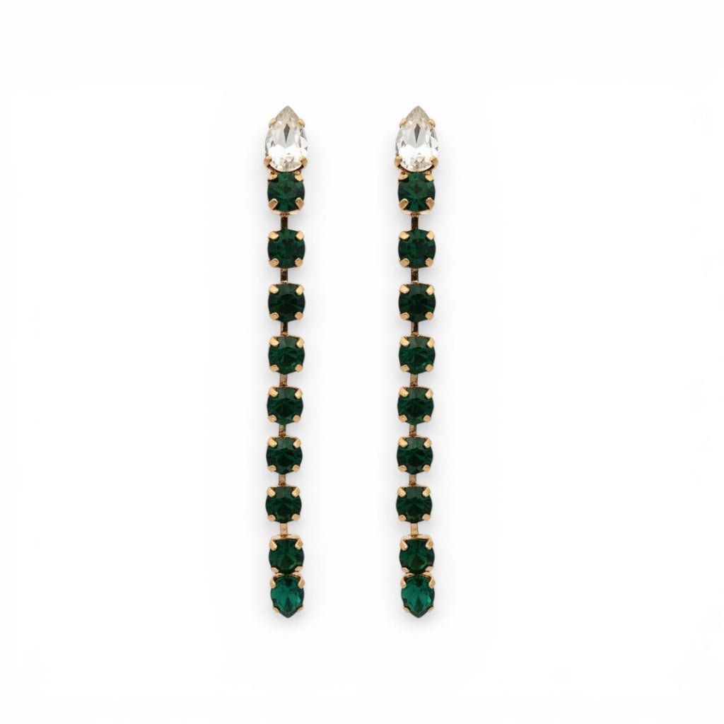 Pendientes Largos Esmeralda y Cristal - Piedra de Toque