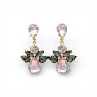 Pendientes Largos Flor Rosa y Gris - Piedra de Toque