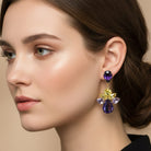 Pendientes Largos Flor Tanzanita y Jonquil - Piedra de Toque