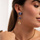 Pendientes Largos Morado y Champagne - Piedra de Toque