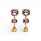 Pendientes Largos Morado y Champagne - Piedra de Toque