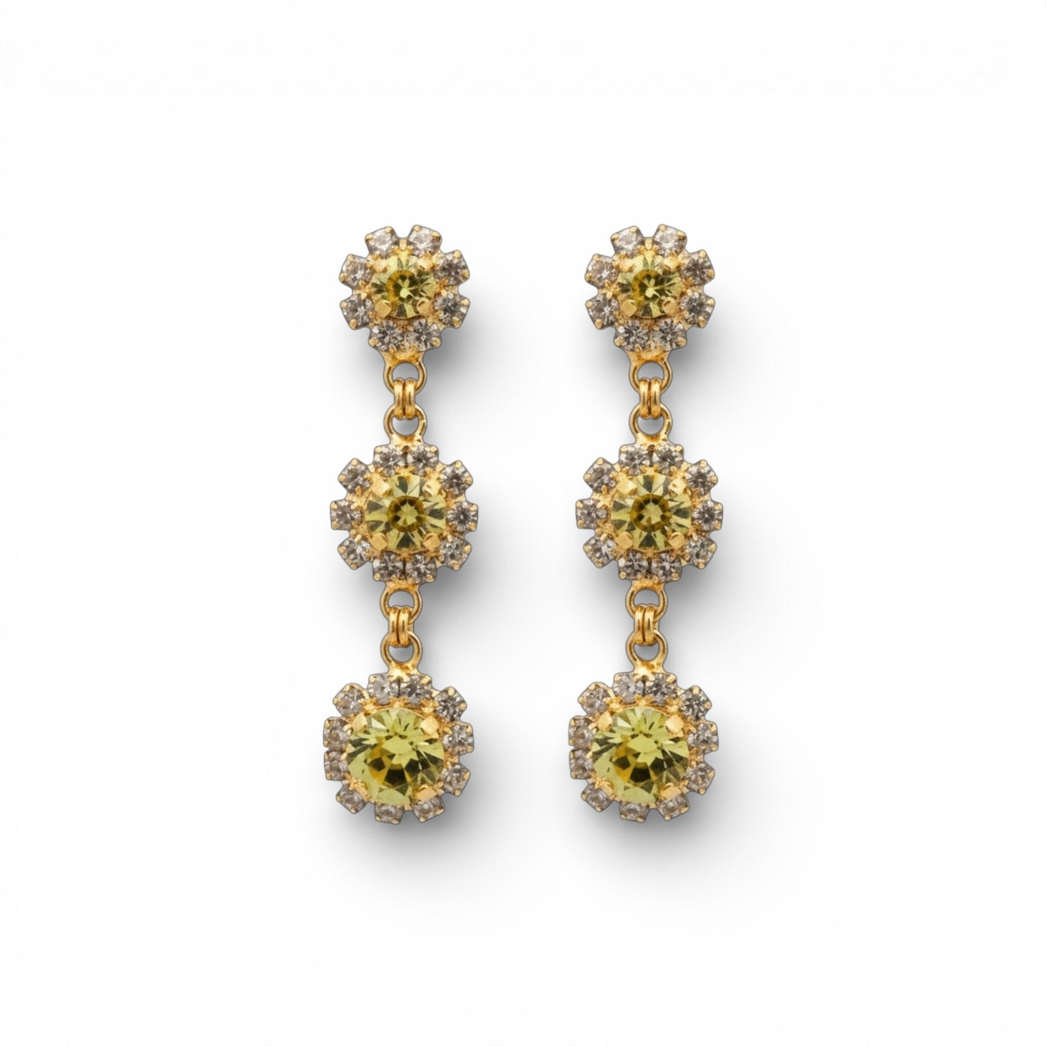 Pendientes Largos Roseta Citrino - Piedra de Toque