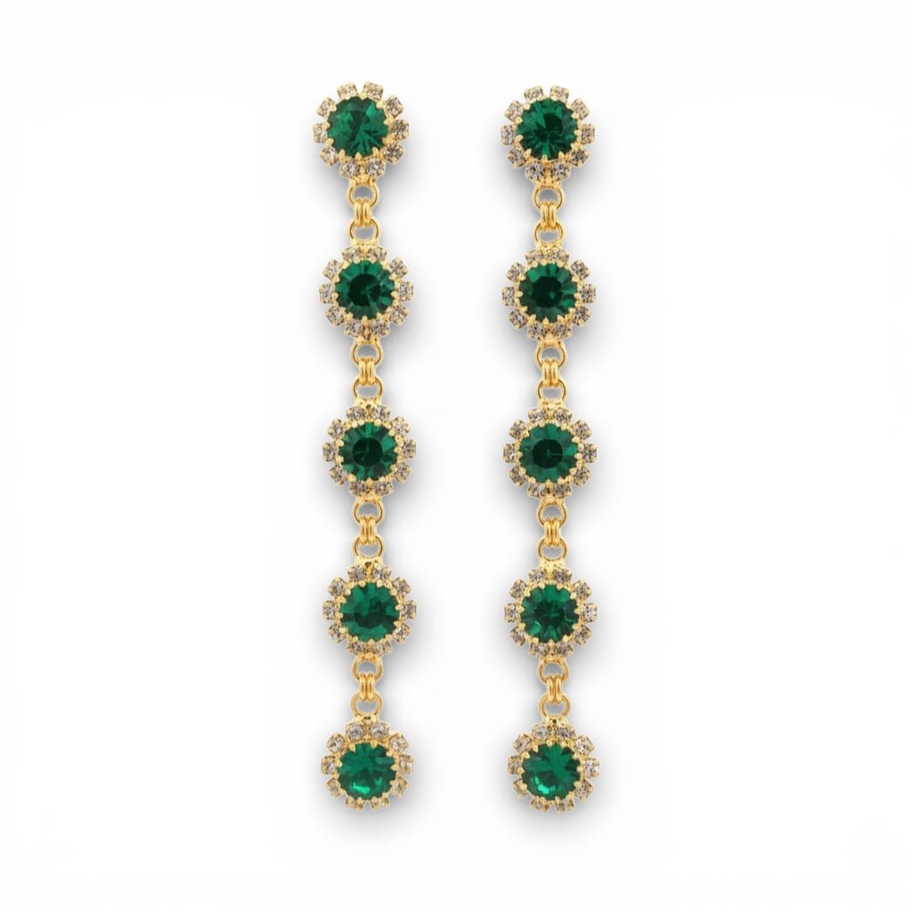 Pendientes Largos Roseta Verde - Piedra de Toque