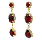 Pendientes Largos Rubí y Halo Brillante - Piedra de Toque
