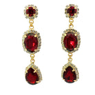 Pendientes Largos Rubí y Halo Brillante - Piedra de Toque