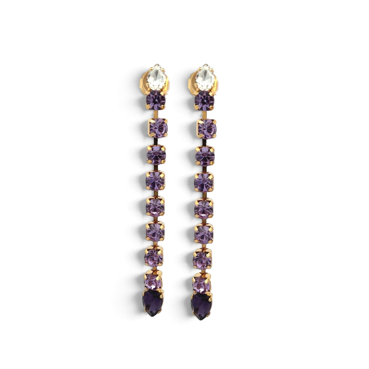 Pendientes Largos Violeta y Cristal - Piedra de Toque