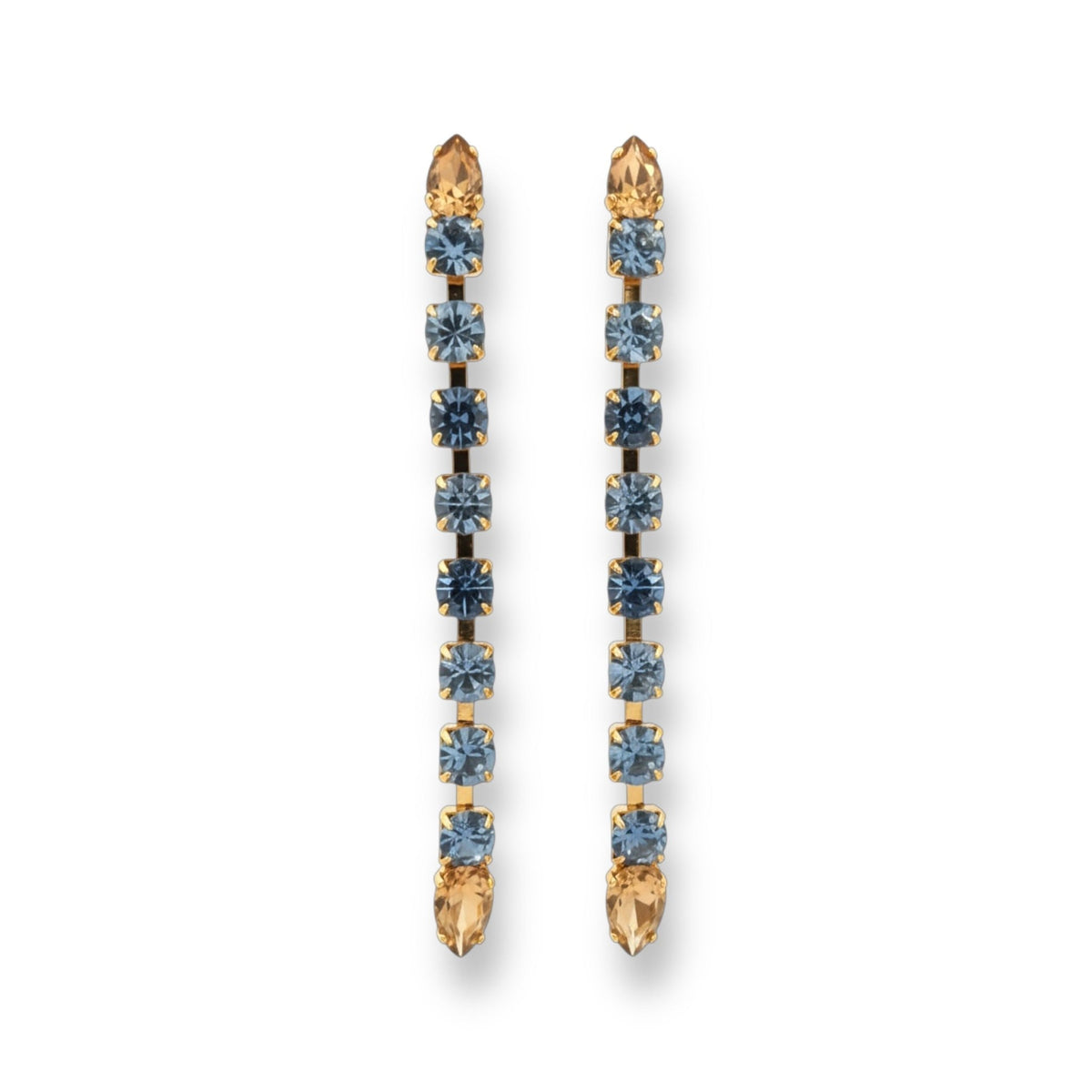 Pendientes Largos Zafiro y Champagne - Piedra de Toque