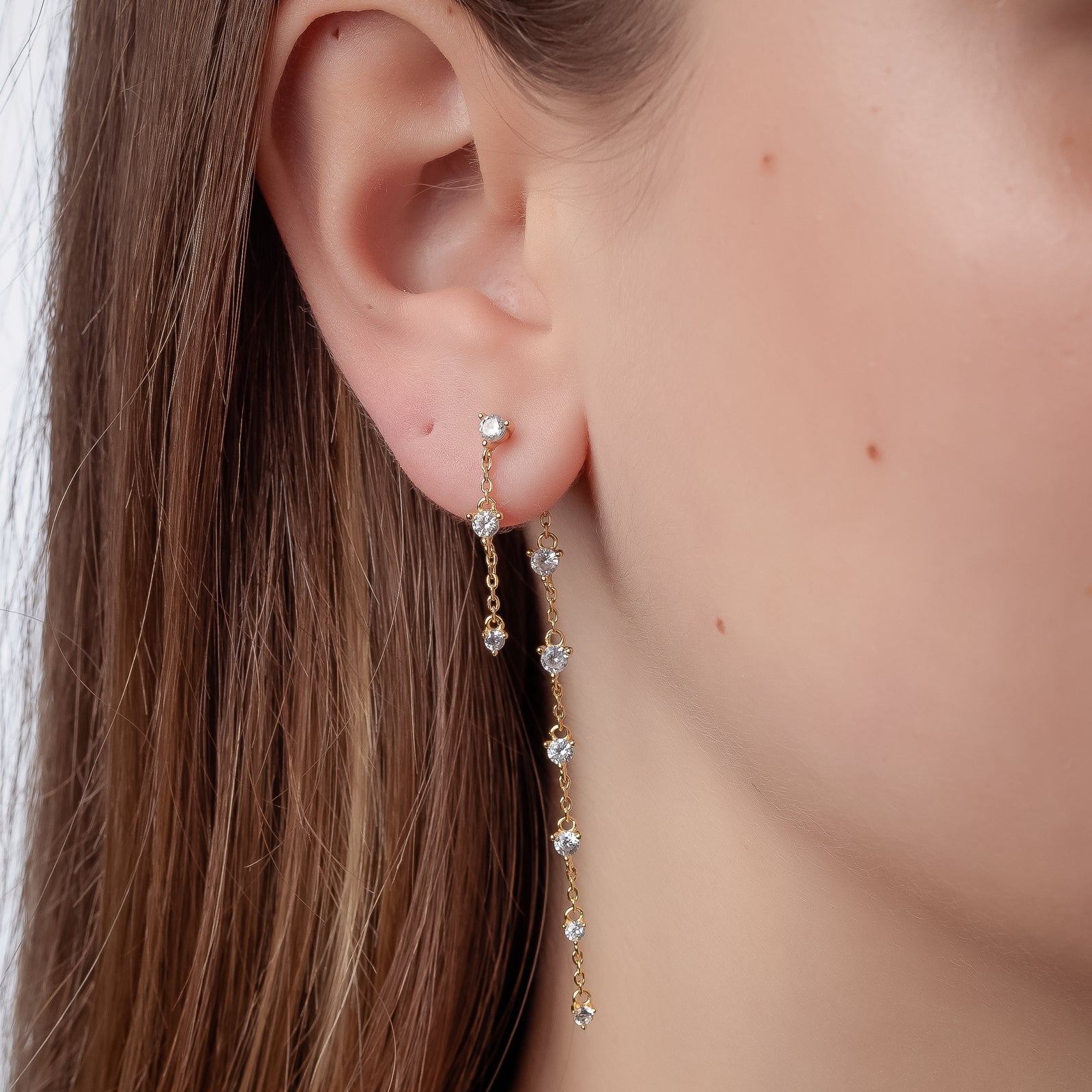 Pendientes Lluvia Doble Plata - Piedra de Toque