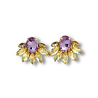 Pendientes Media Flor Amatista Clara y Amarillo - Piedra de Toque