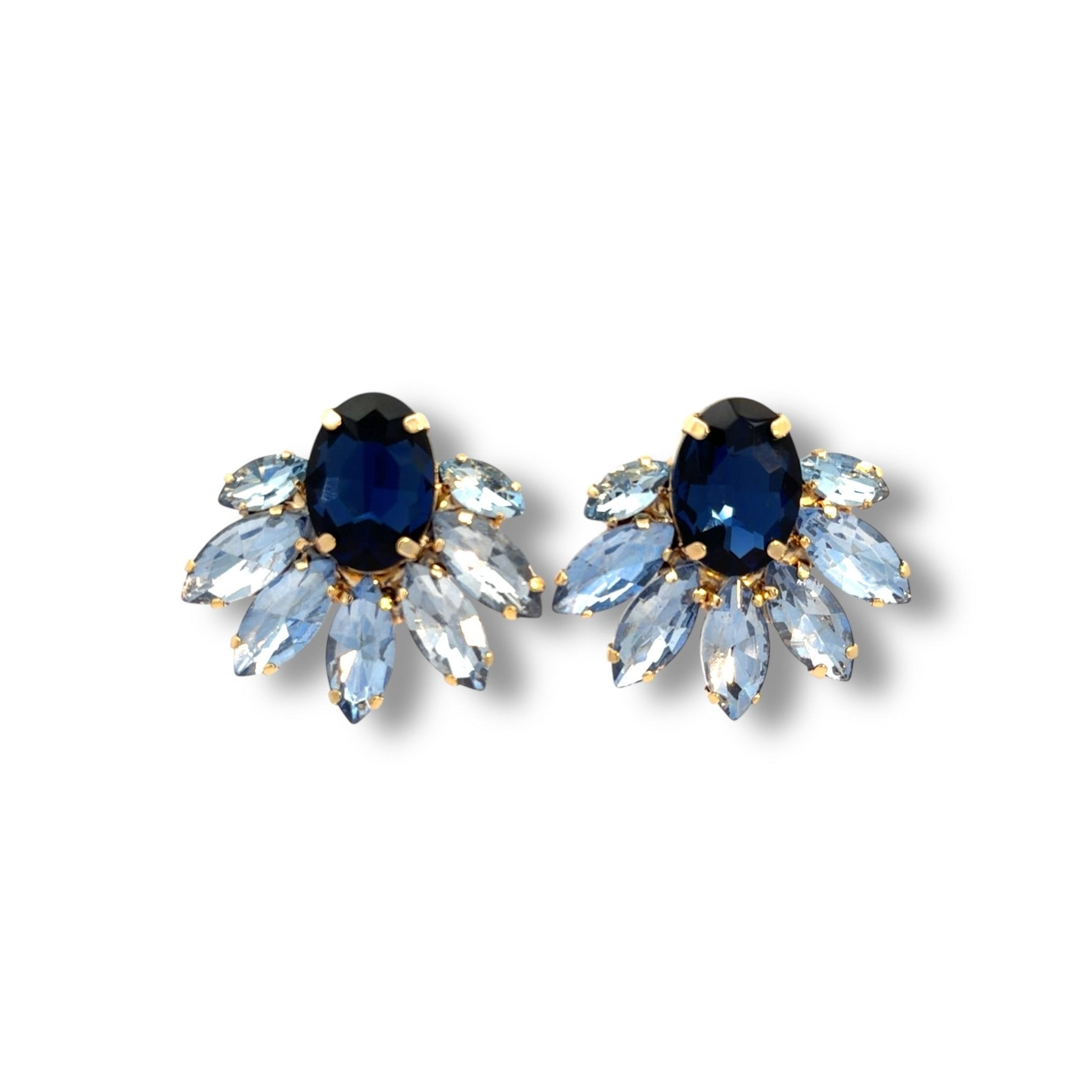 Pendientes Media Flor Azul Zafiro - Piedra de Toque