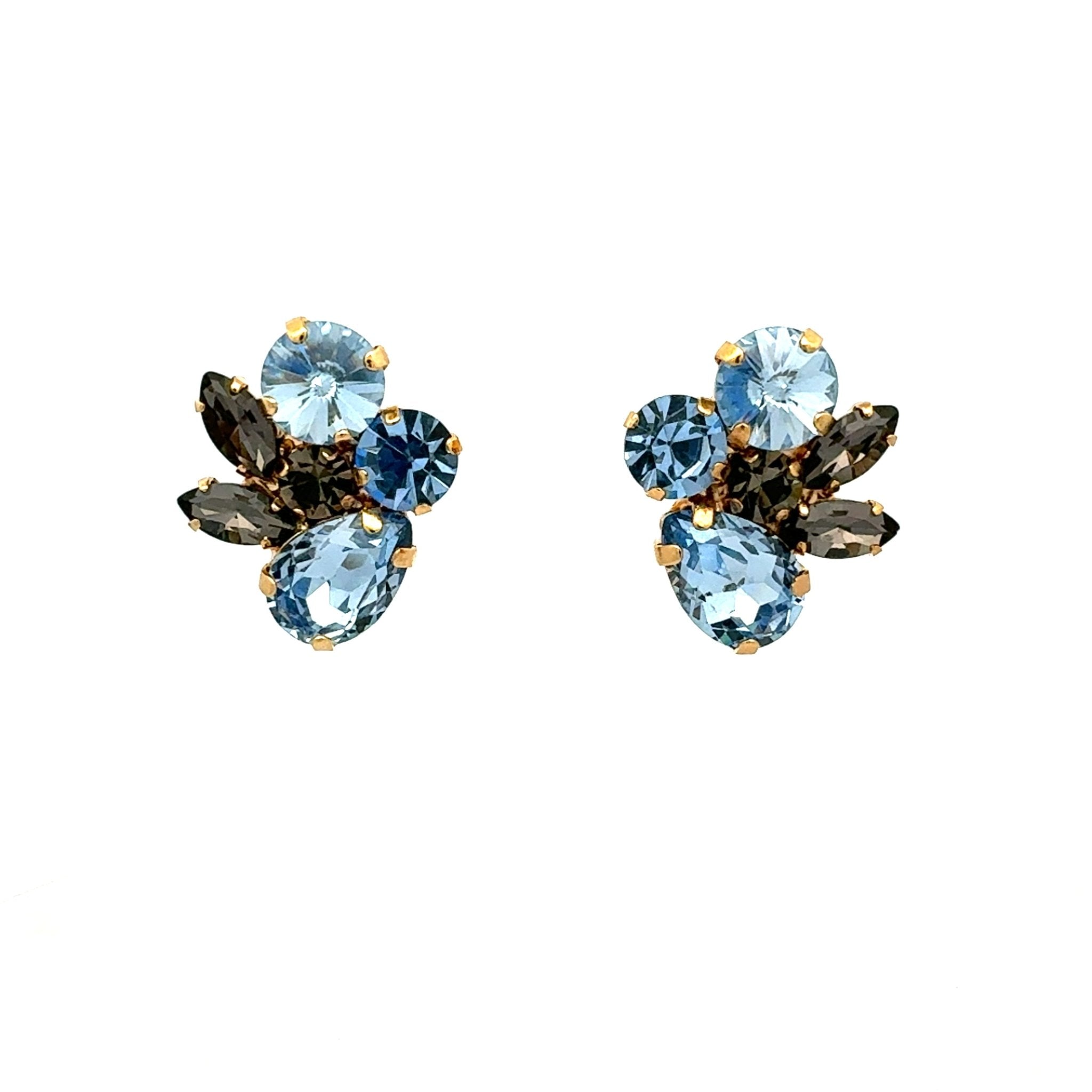 Pendientes Ramillete Gris y Zafiro Claro - Piedra de Toque