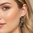 Pendientes Rectángulos Diamante Negro - Piedra de Toque