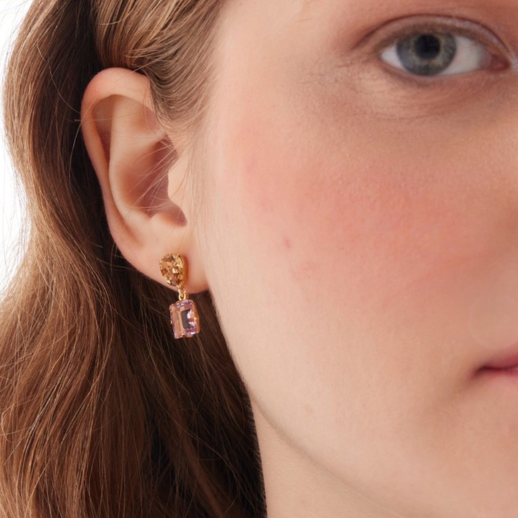 Pendientes Rosados y Champagne - Piedra de Toque