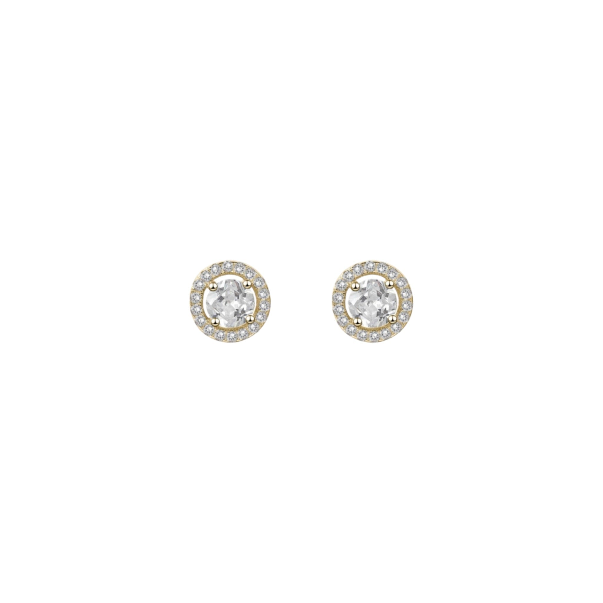Pendientes Rosetón Transparente Oro - Piedra de Toque