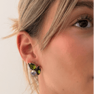 Pendientes Trepador Hojas Olivo y Violeta - Piedra de Toque