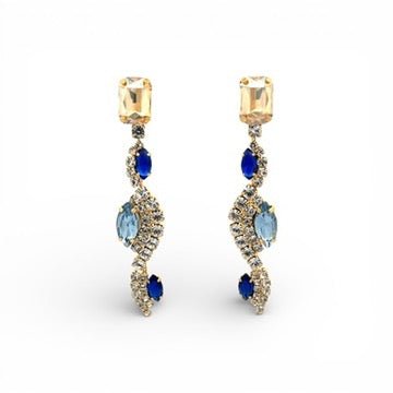 Pendientes Twist Azules y Dorados - Piedra de Toque