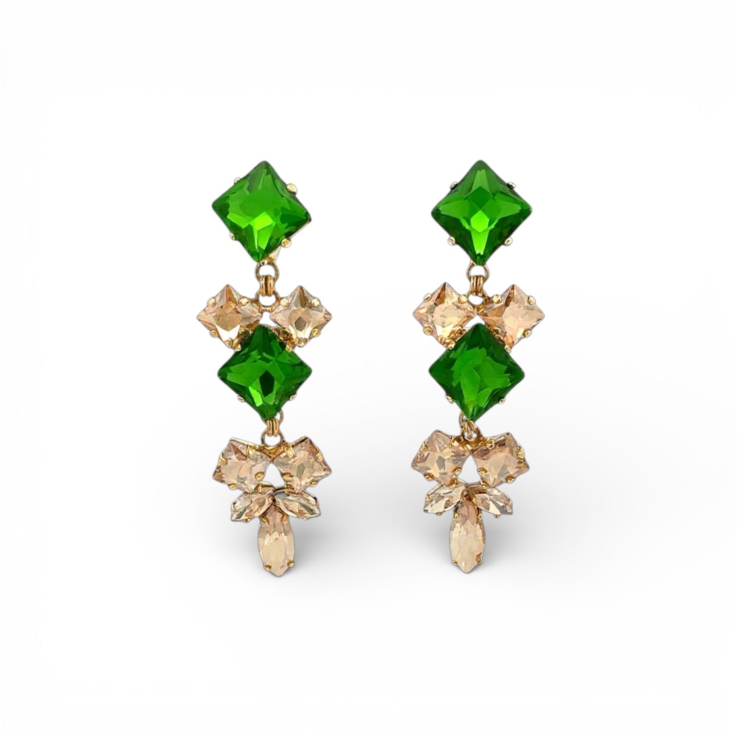 Pendientes Verde y Champagne - Piedra de Toque