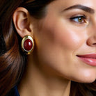 Pendientes Vintage Ovalados Burdeos - Piedra de Toque