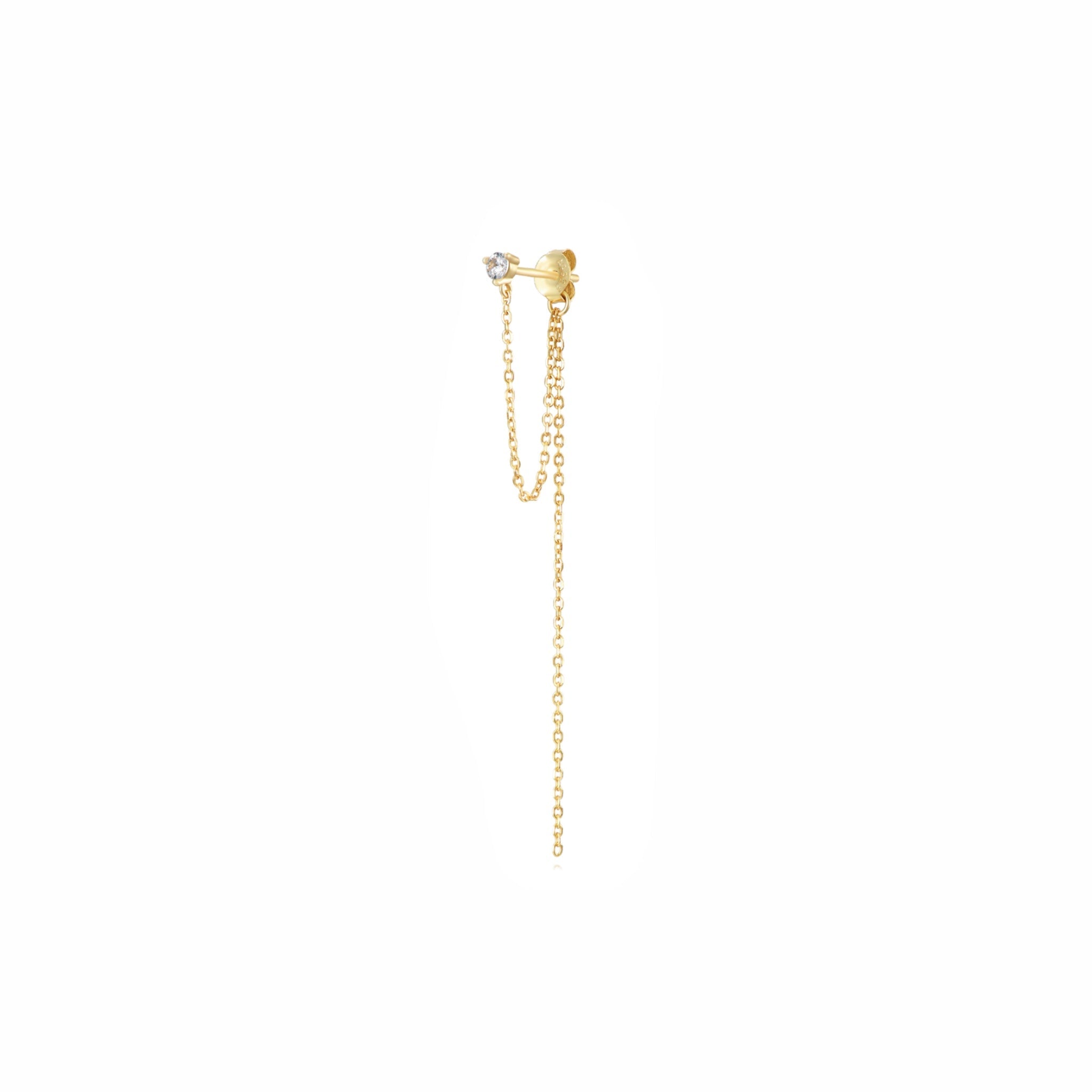Piercing Circonita con Doble Cadena Oro - Piedra de Toque