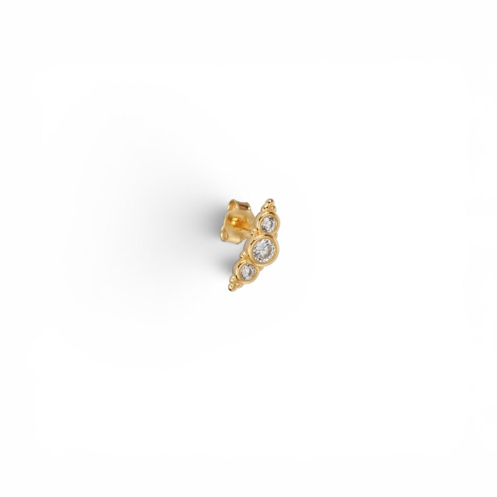 Piercing Triple Brillo Lineal Oro - Piedra de Toque