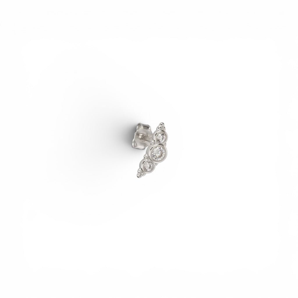 Piercing Triple Brillo Lineal Plata - Piedra de Toque