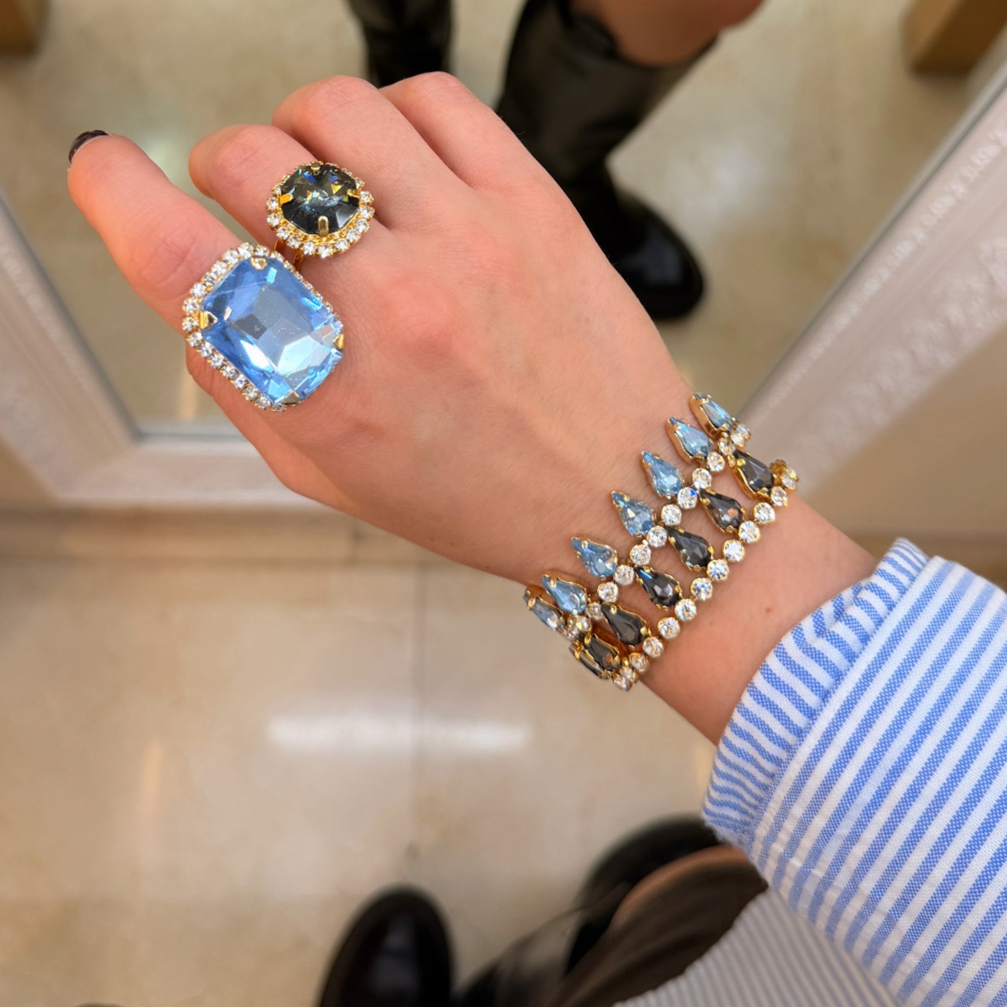 Pulsera Gotas Diamante Negro - Piedra de Toque