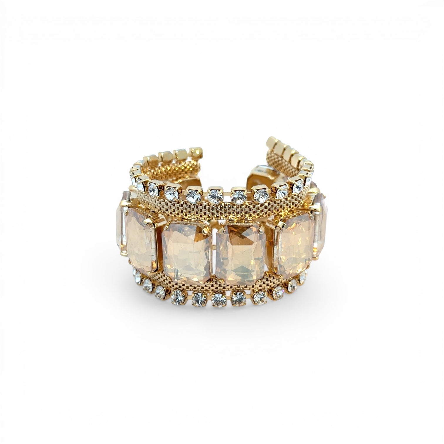 Pulsera Rígida Cristales Champagne - Piedra de Toque