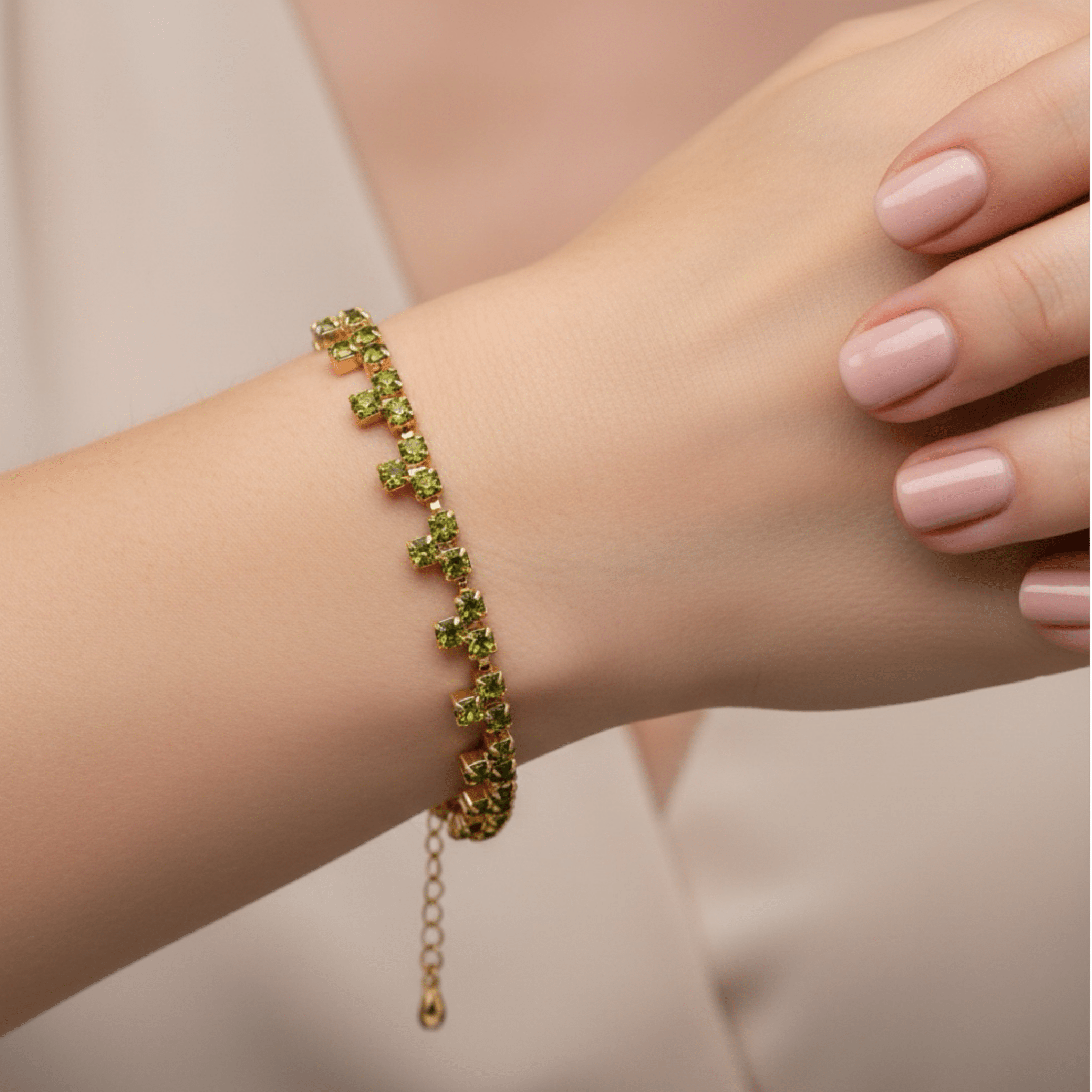 Pulsera Triángulos Verde Oliva - Piedra de Toque