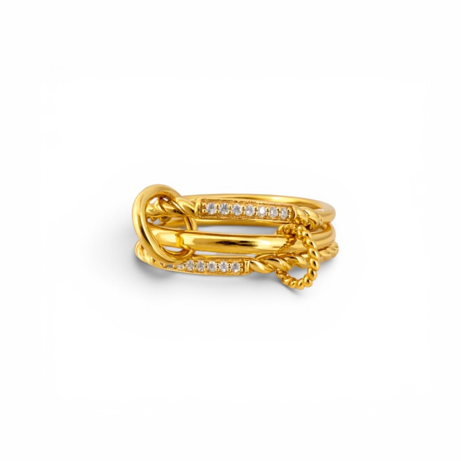 Sortija Carmella Triple Banda Oro - Piedra de Toque