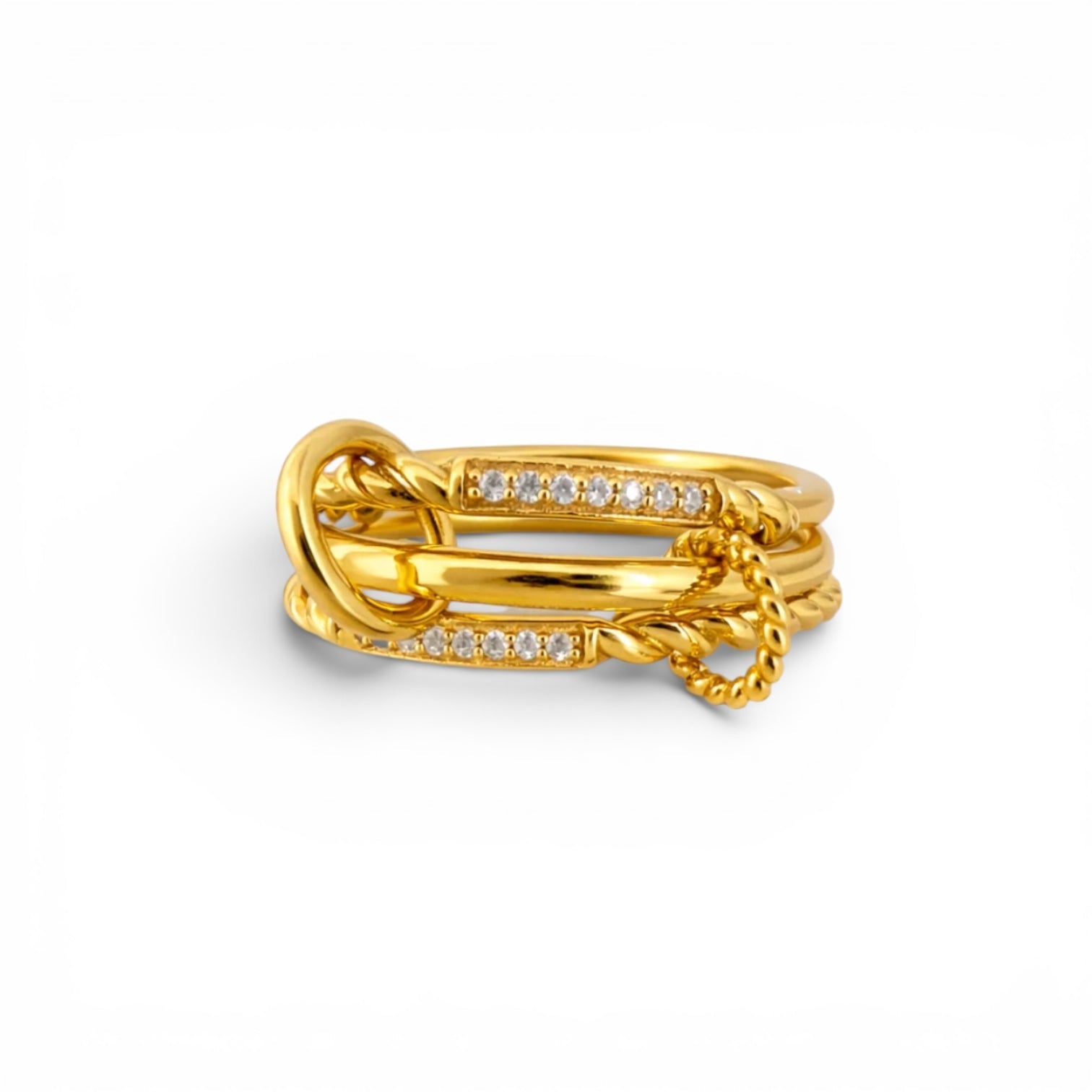 Sortija Carmella Triple Banda Oro - Piedra de Toque