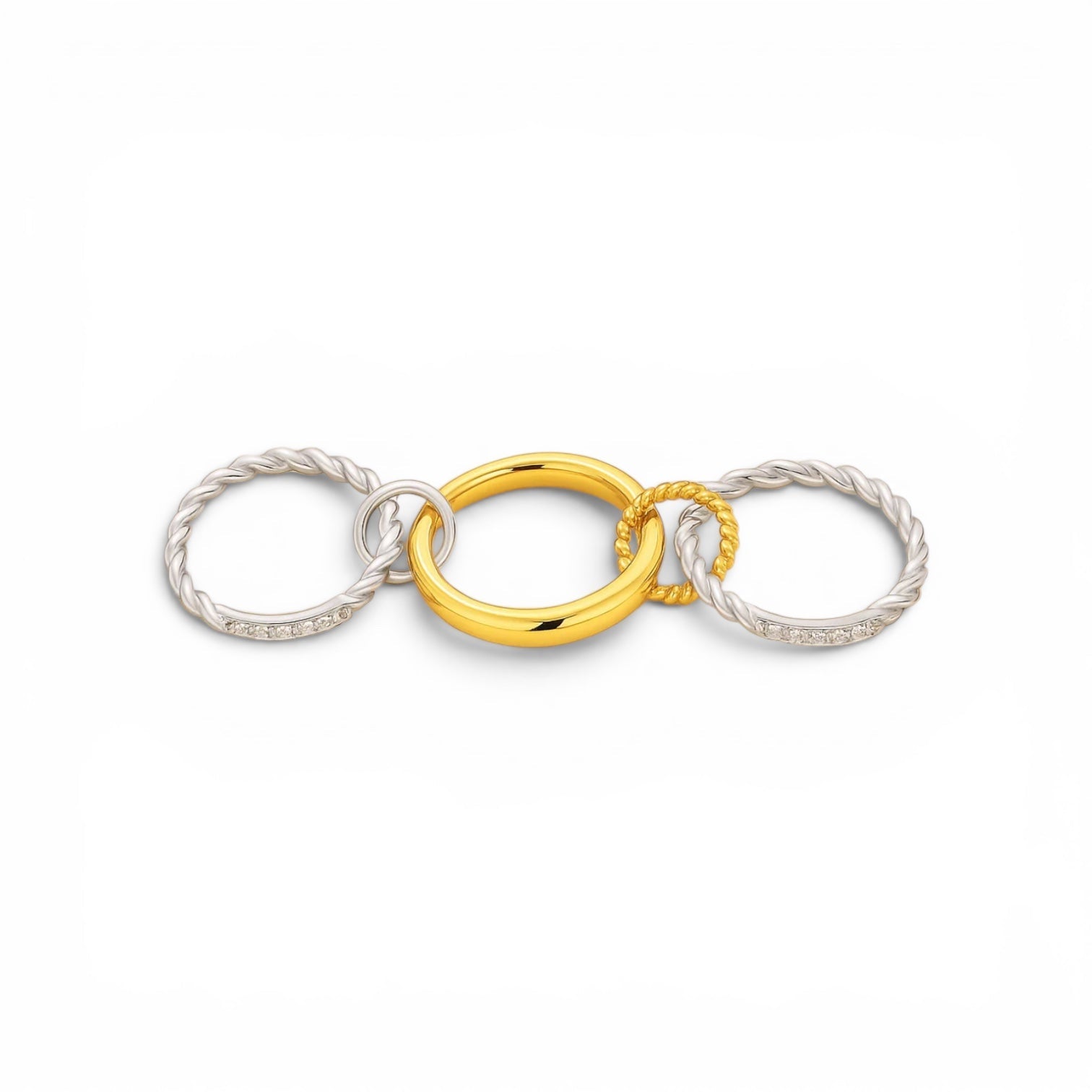 Sortija Carmella Triple Banda Oro y Plata - Piedra de Toque