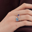 Sortija Cristales Azul y Tanzanita - Piedra de Toque