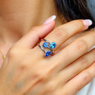Sortija Cristales Azules Plata - Piedra de Toque
