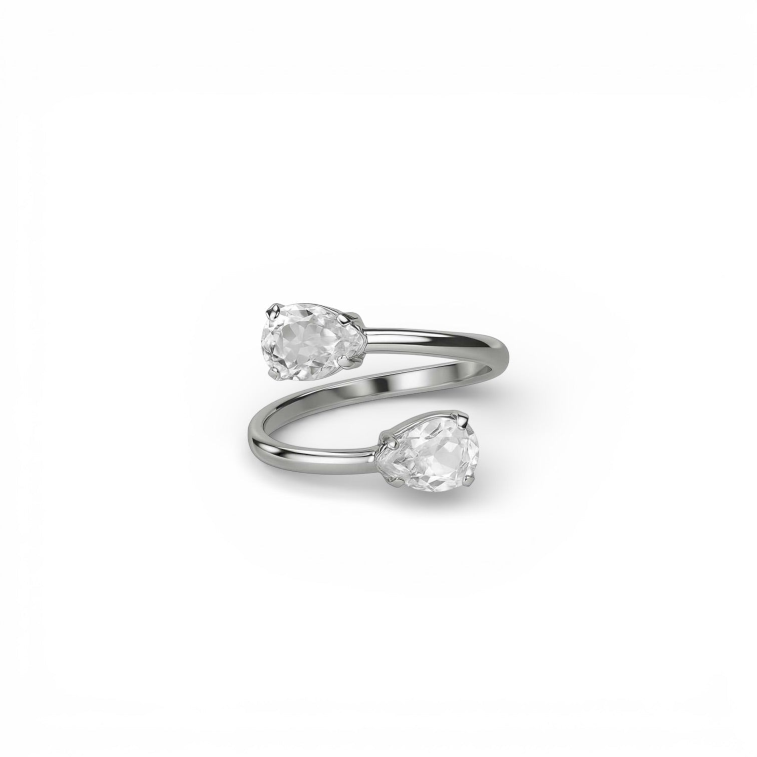 Sortija Dos Cristales Plata - Piedra de Toque