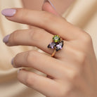 Sortija Flor Amatista y Oliva - Piedra de Toque