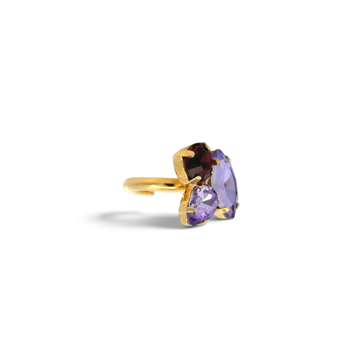 Sortija Flor Burdeos y Violeta - Piedra de Toque