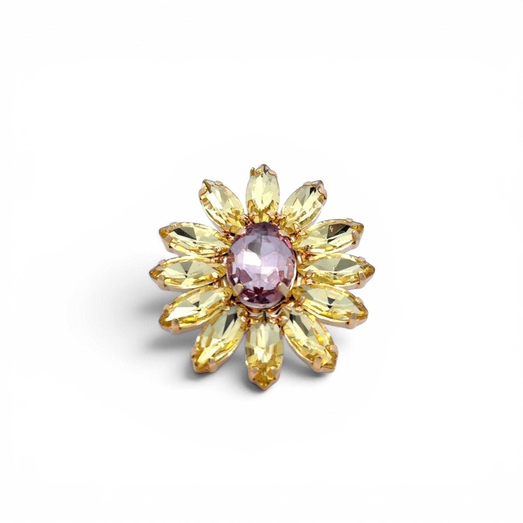 Sortija Flor Violeta y Amarillo Claro - Piedra de Toque