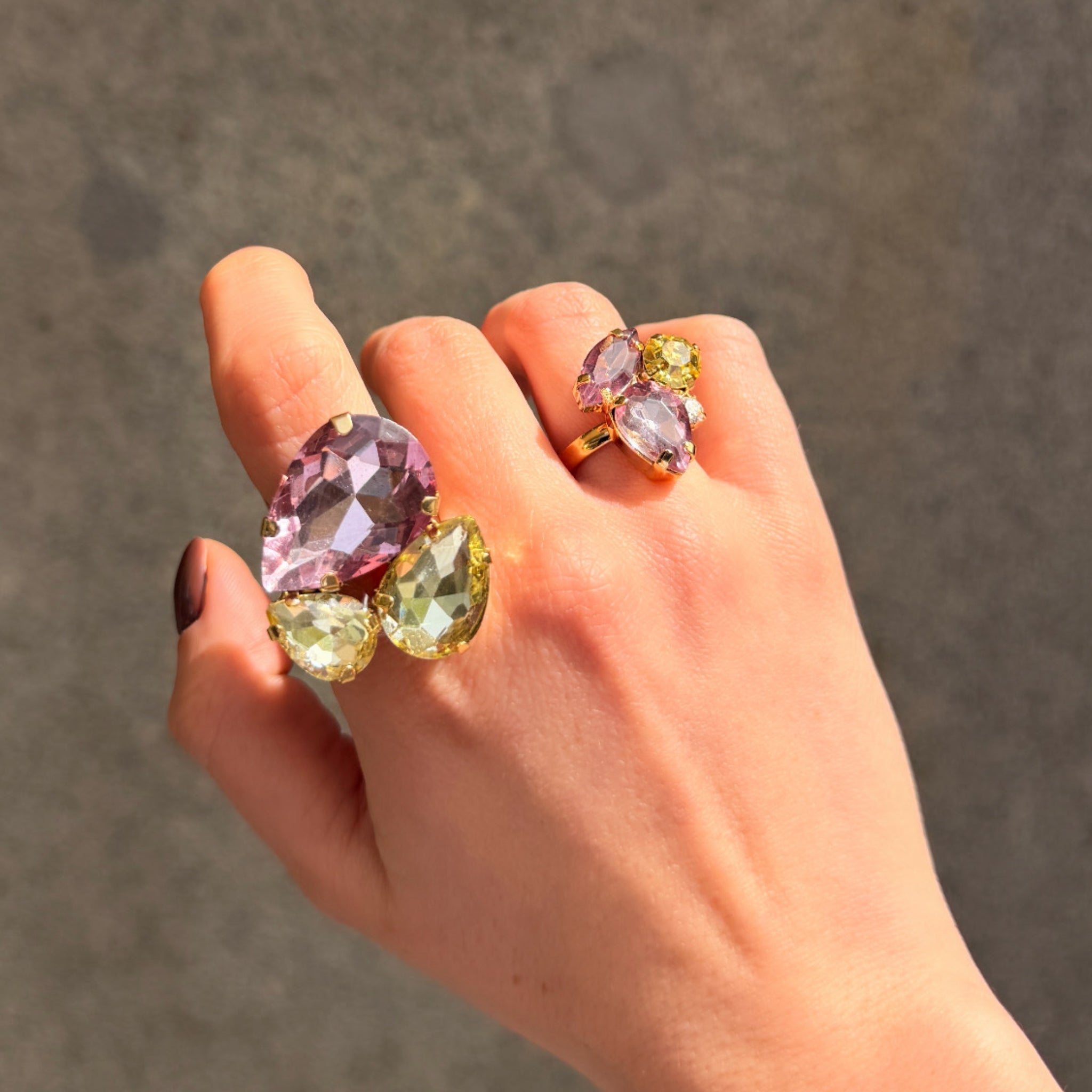 Sortija Gotas Amatista y Jonquil - Piedra de Toque