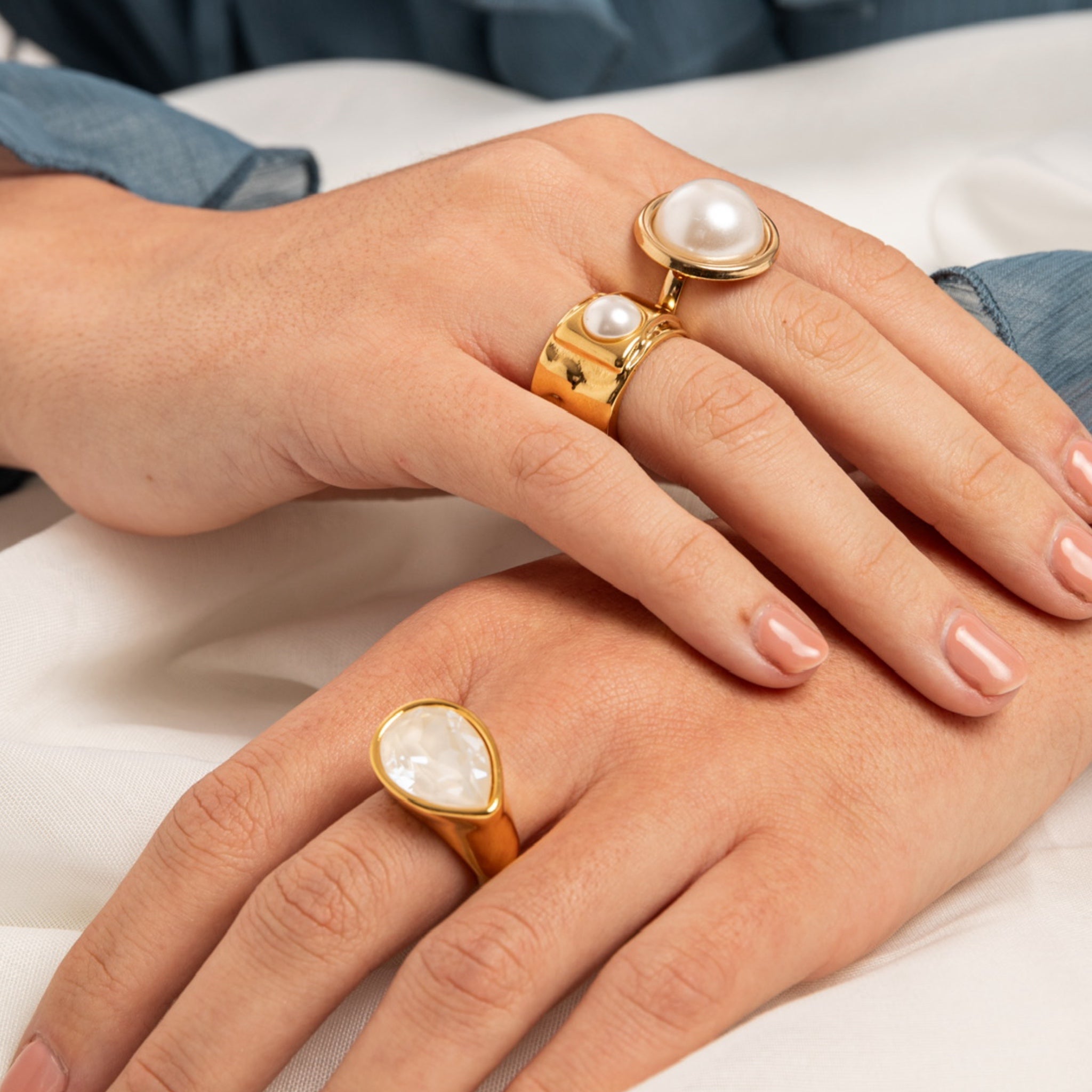 Sortija Perla Redonda - Piedra de Toque