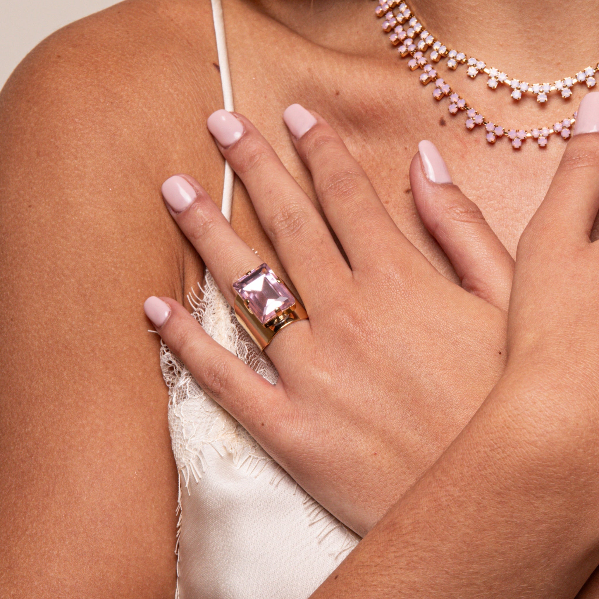 Sortija Rectángulo Rosa - Piedra de Toque