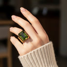 Sortija Rectángulo Verde Oliva - Piedra de Toque