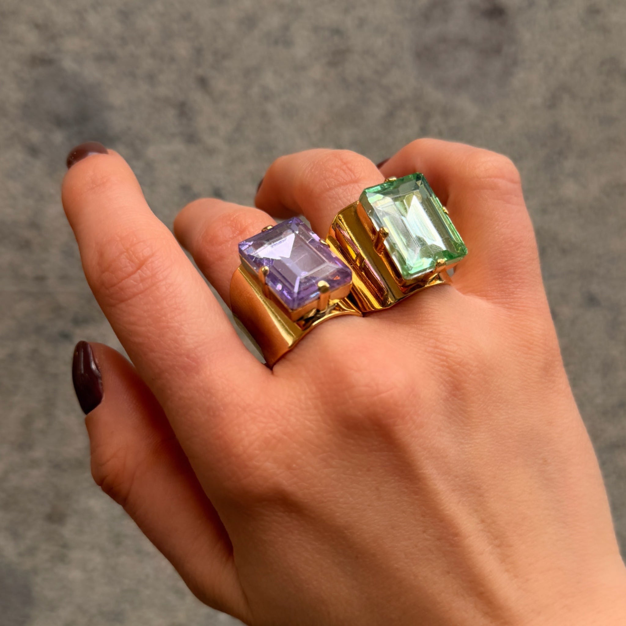 Sortija Rectángulo Violeta - Piedra de Toque