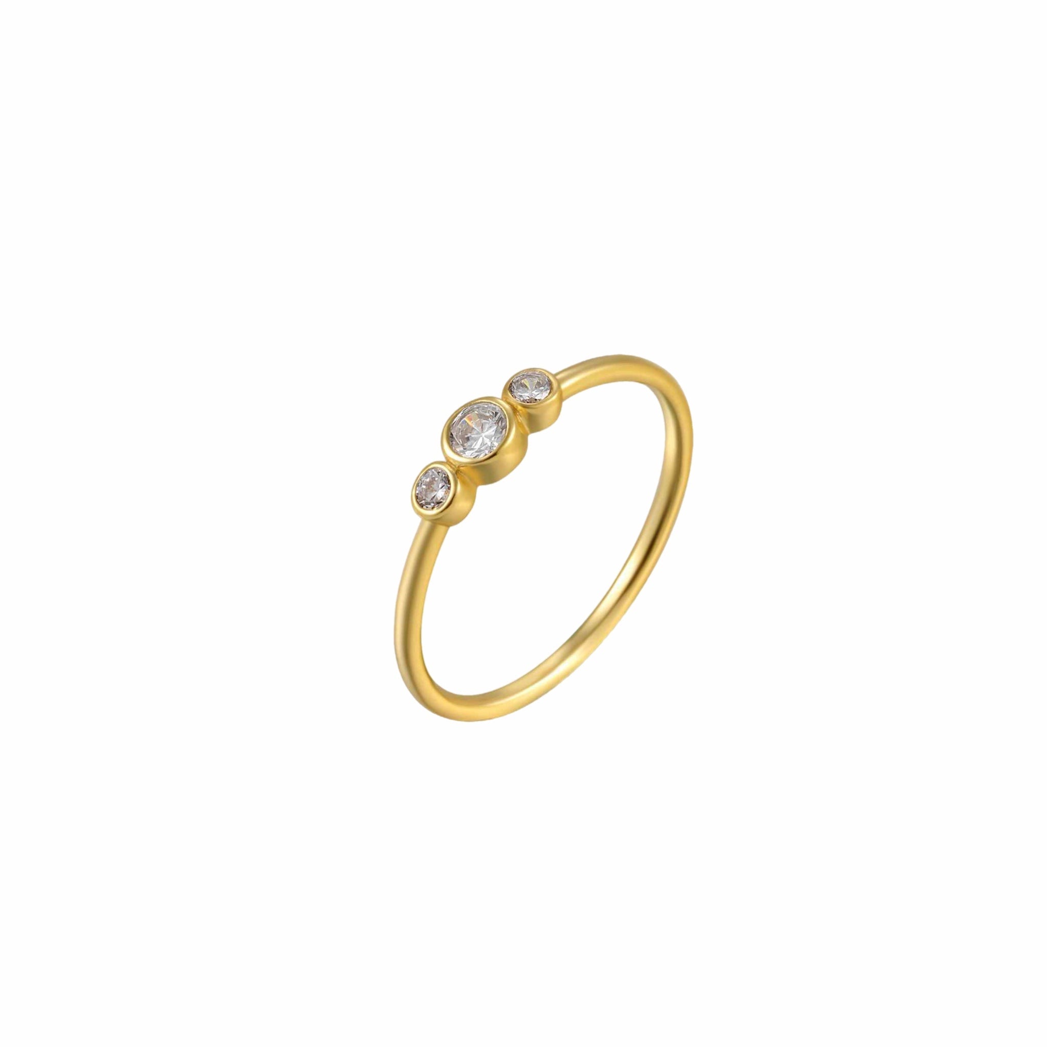 Sortija Tres Circonitas Bezel - Piedra de Toque