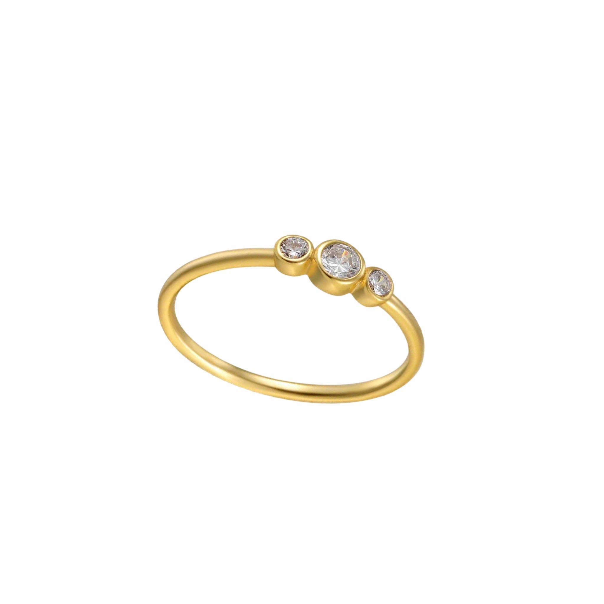 Sortija Tres Circonitas Bezel - Piedra de Toque