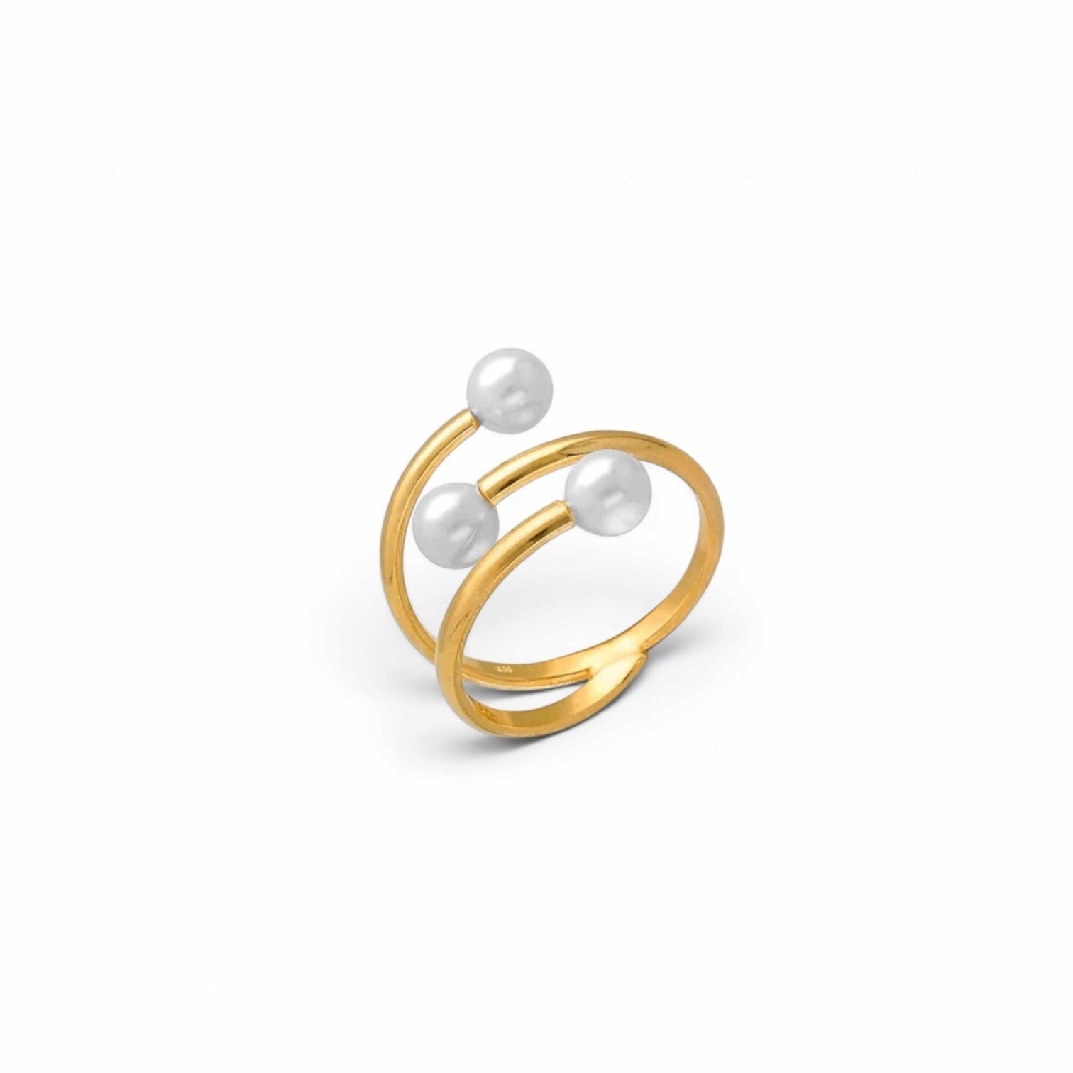 Sortija Triple Abierta con Perlas - Piedra de Toque